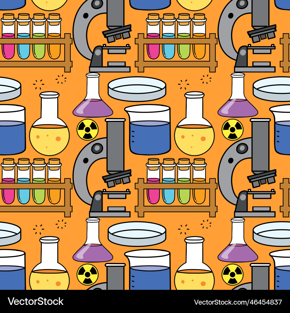 Science objects and icons seamless pattern vector image