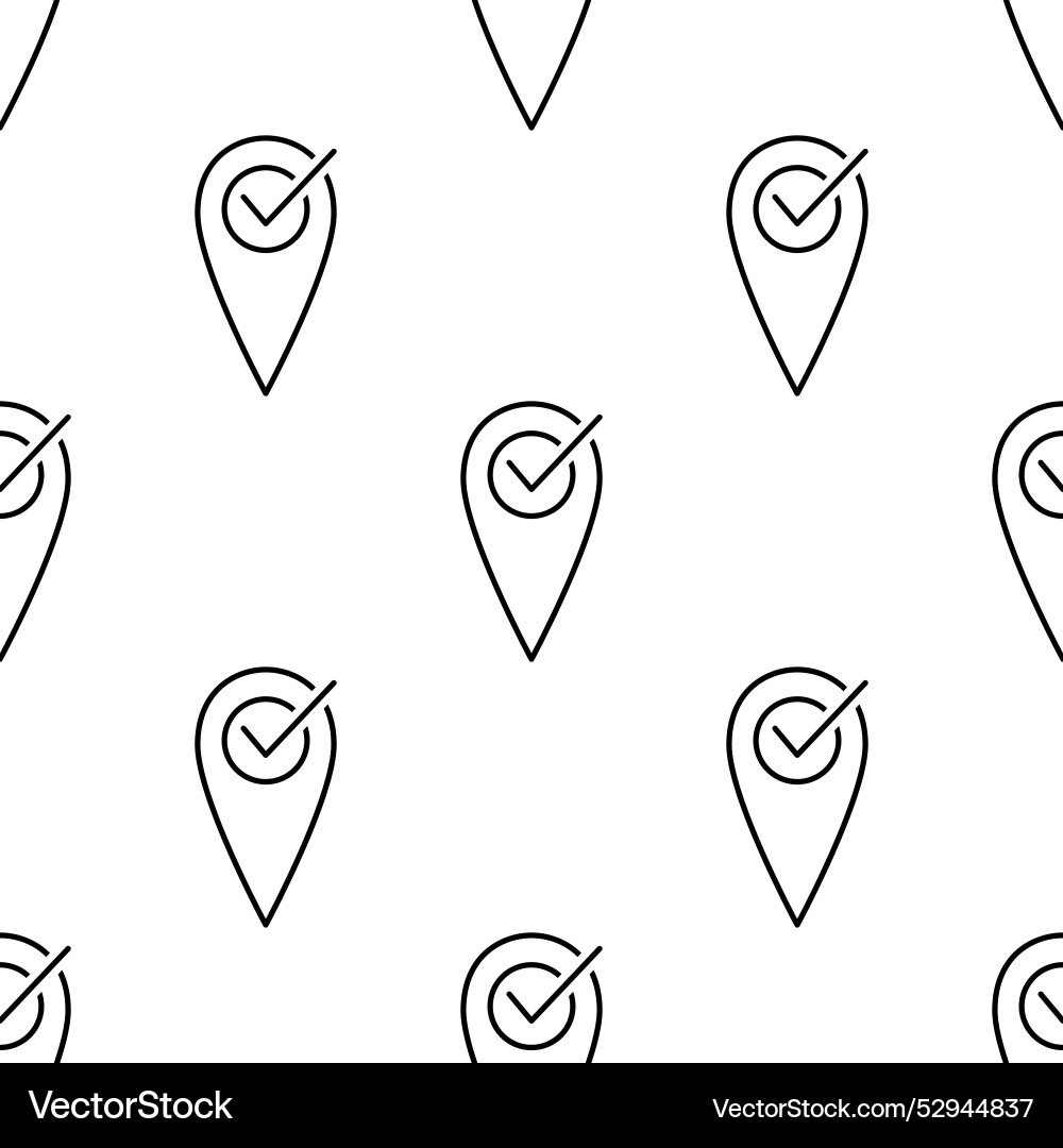 Seamless pattern location pin and check mark gps vector image