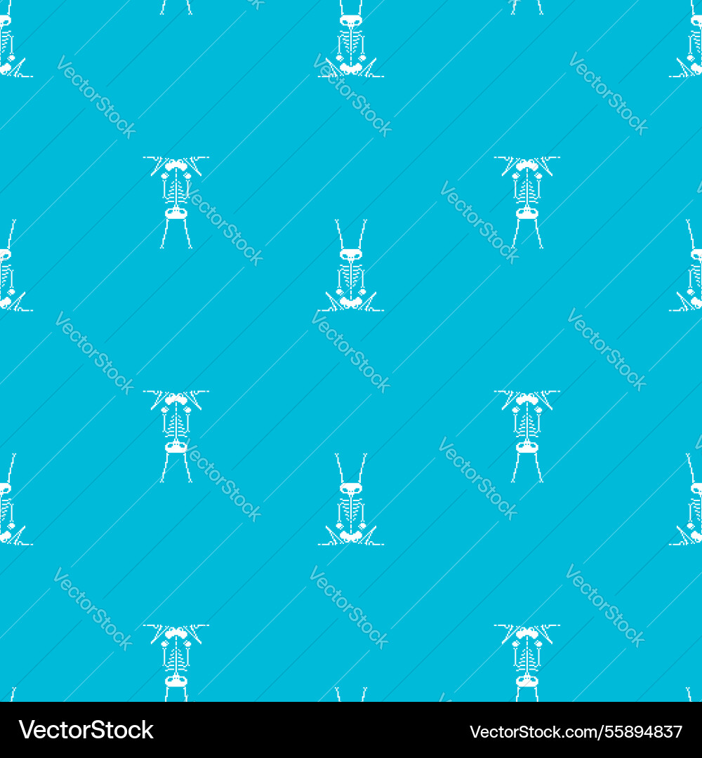 Skeleton rabbit pixel art pattern seamless 8 bit Skeleton rabbit pixel art pattern seamless 8 bit vector image