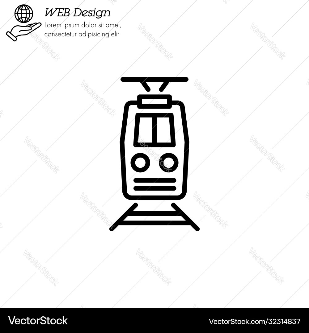 Train icon thin line linear outline front view Vector Image