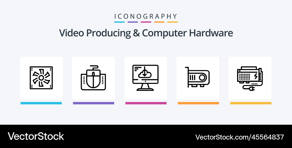 Video producing and computer hardware line 5 icon vector image