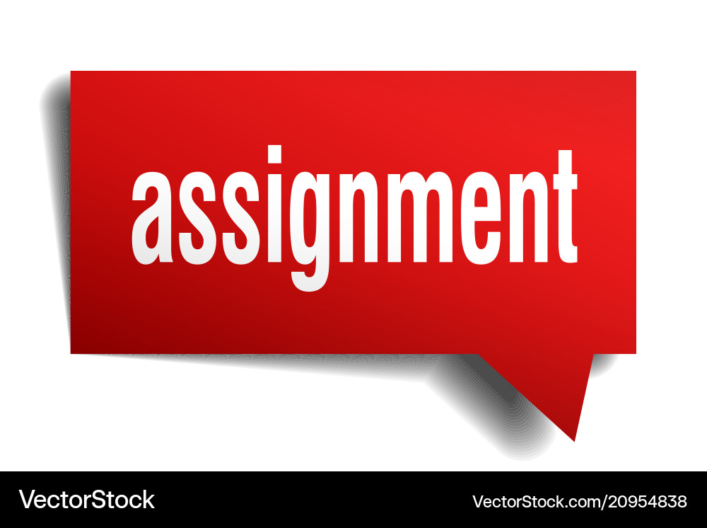 Assignment red 3d speech bubble Vector Image