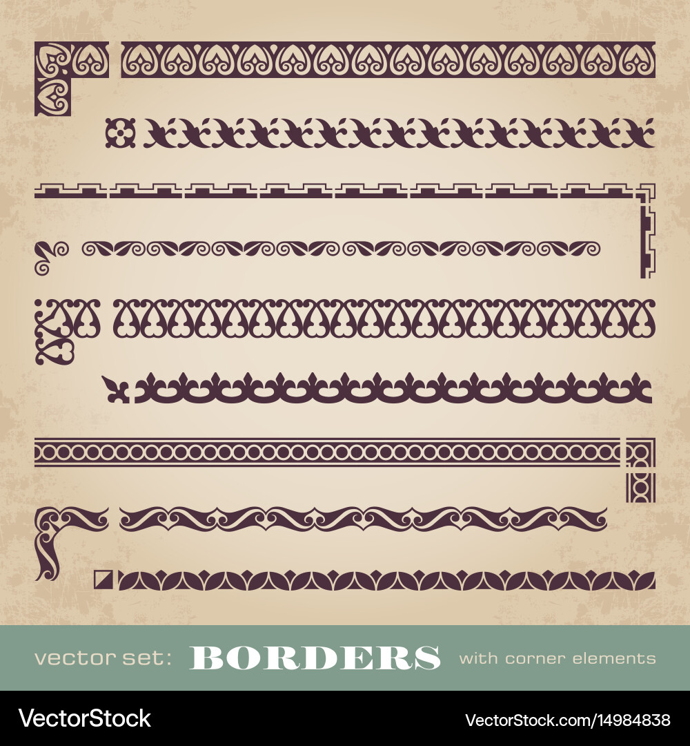 Calligraphic frames borders with corner elements vector image