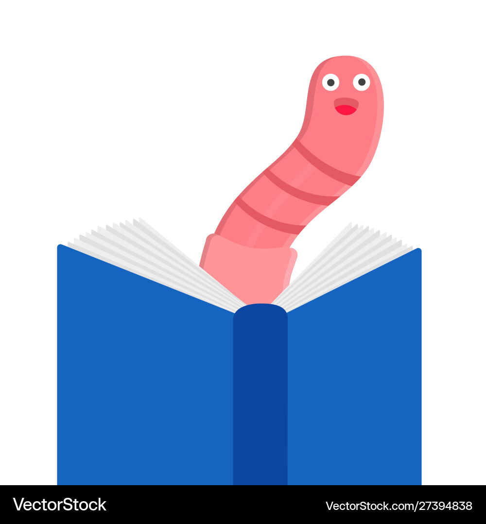 Cartoon Stil Regenwürmer mit Buch und Gläser Cartoon Stil Regenwürmer mit Buch und Gläser Vektorbild