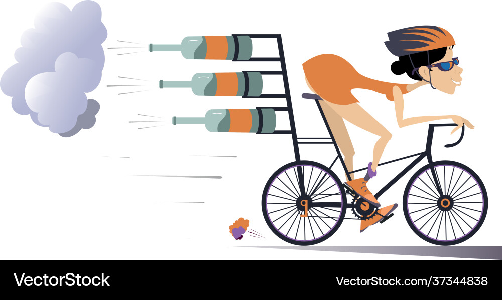 Cartoon young woman rides a bike Cartoon young woman rides a bike vector image