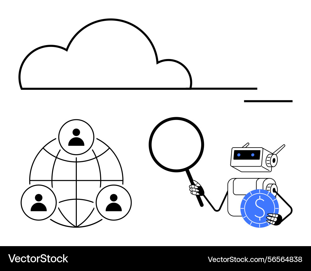 Cloud network global user connections and ai Cloud network global user connections and ai vector image