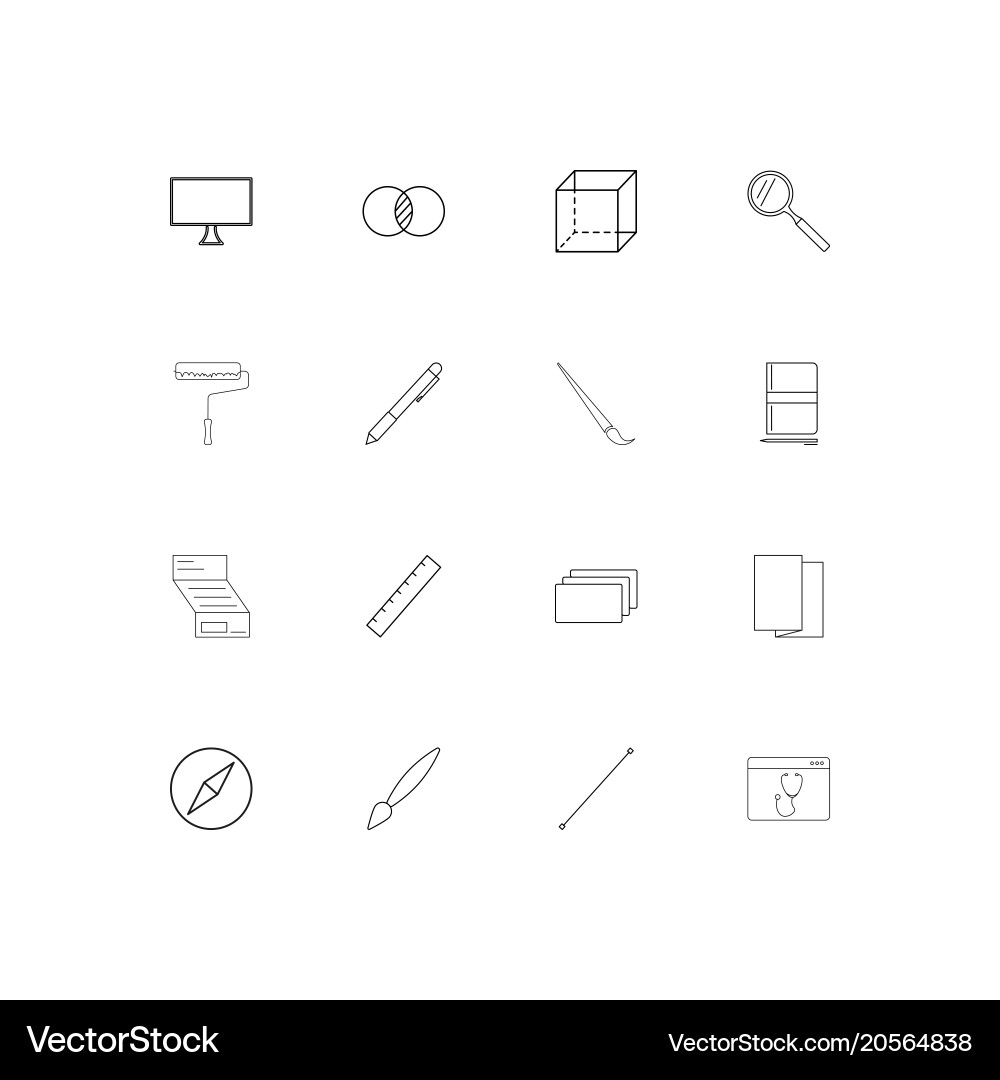 Creative process and design simple linear icons Vector Image