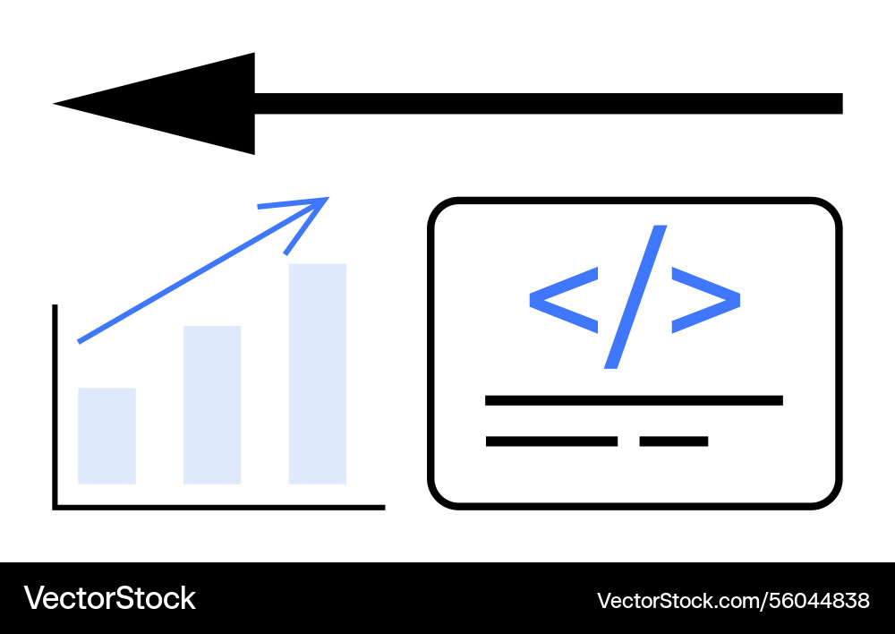Data growth progress represented by code chart Data growth progress represented by code chart vector image