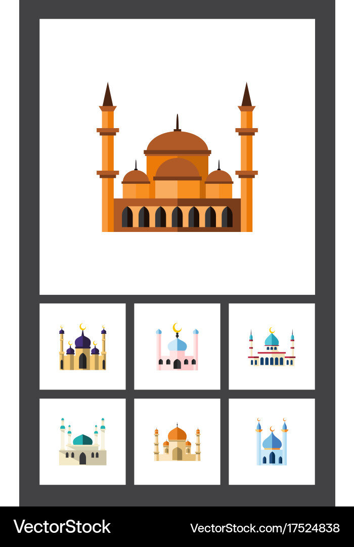 Flat icon mosque set of architecture structure Vector Image