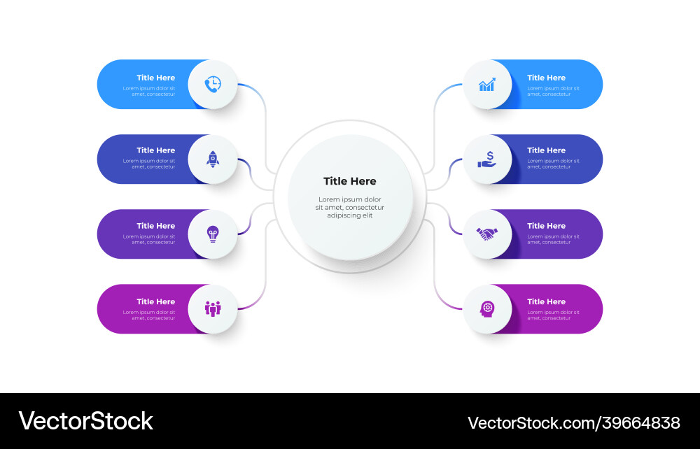 Flow chart diagram with 8 circle elements concept Flow chart diagram with 8 circle elements concept vector image