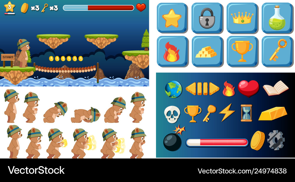 Game element in a set vector image