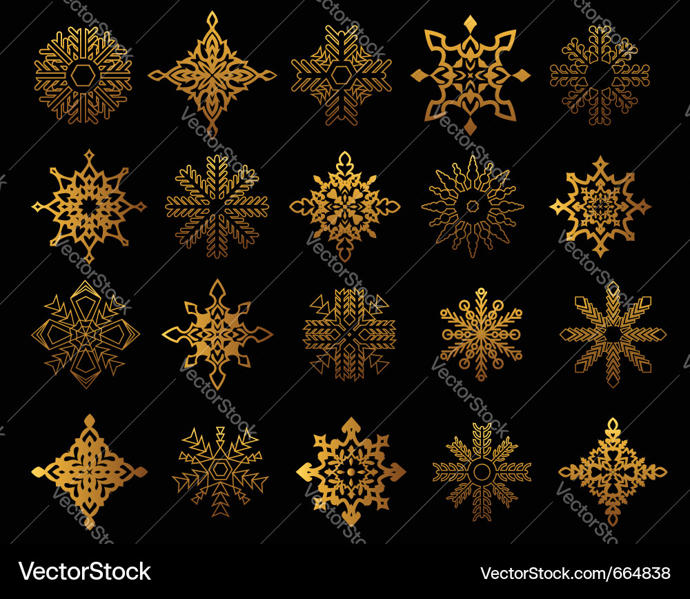 Golden Snowflake Collection Vektorbild