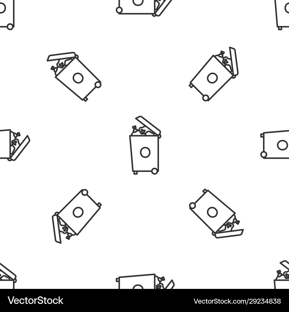 Grey line trash can icon isolated seamless pattern Grey line trash can icon isolated seamless pattern vector image