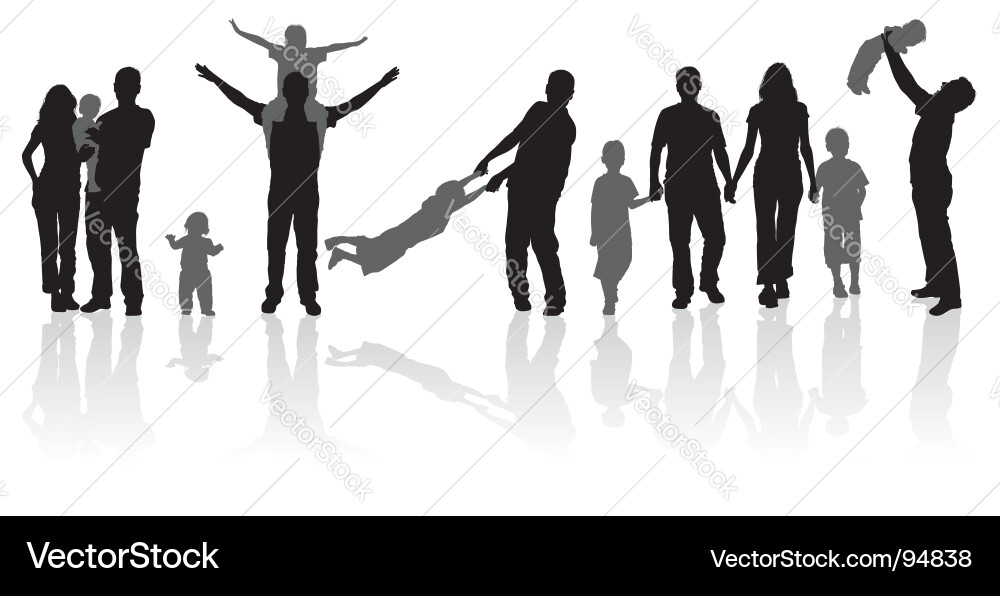 Happy Family Silhouette vector image