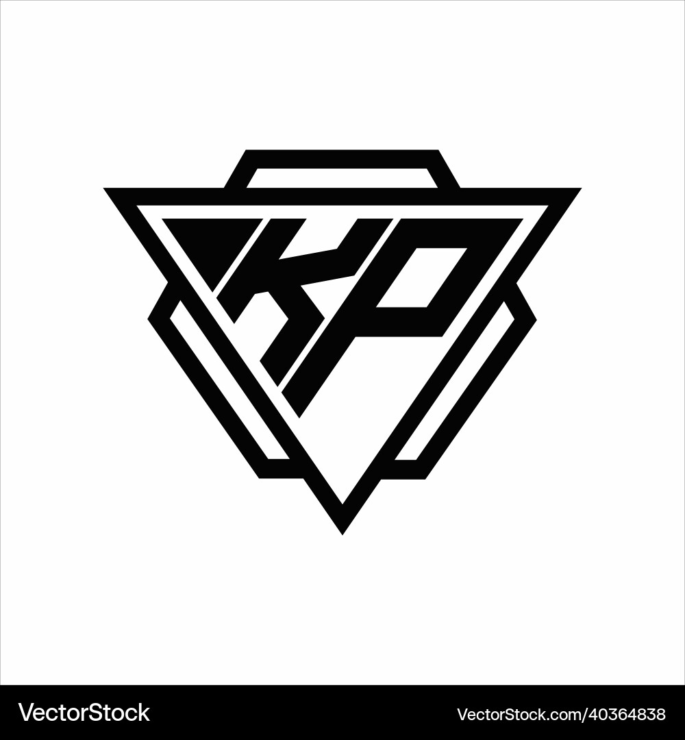 Kp logo monogram with triangle and hexagon Vector Image