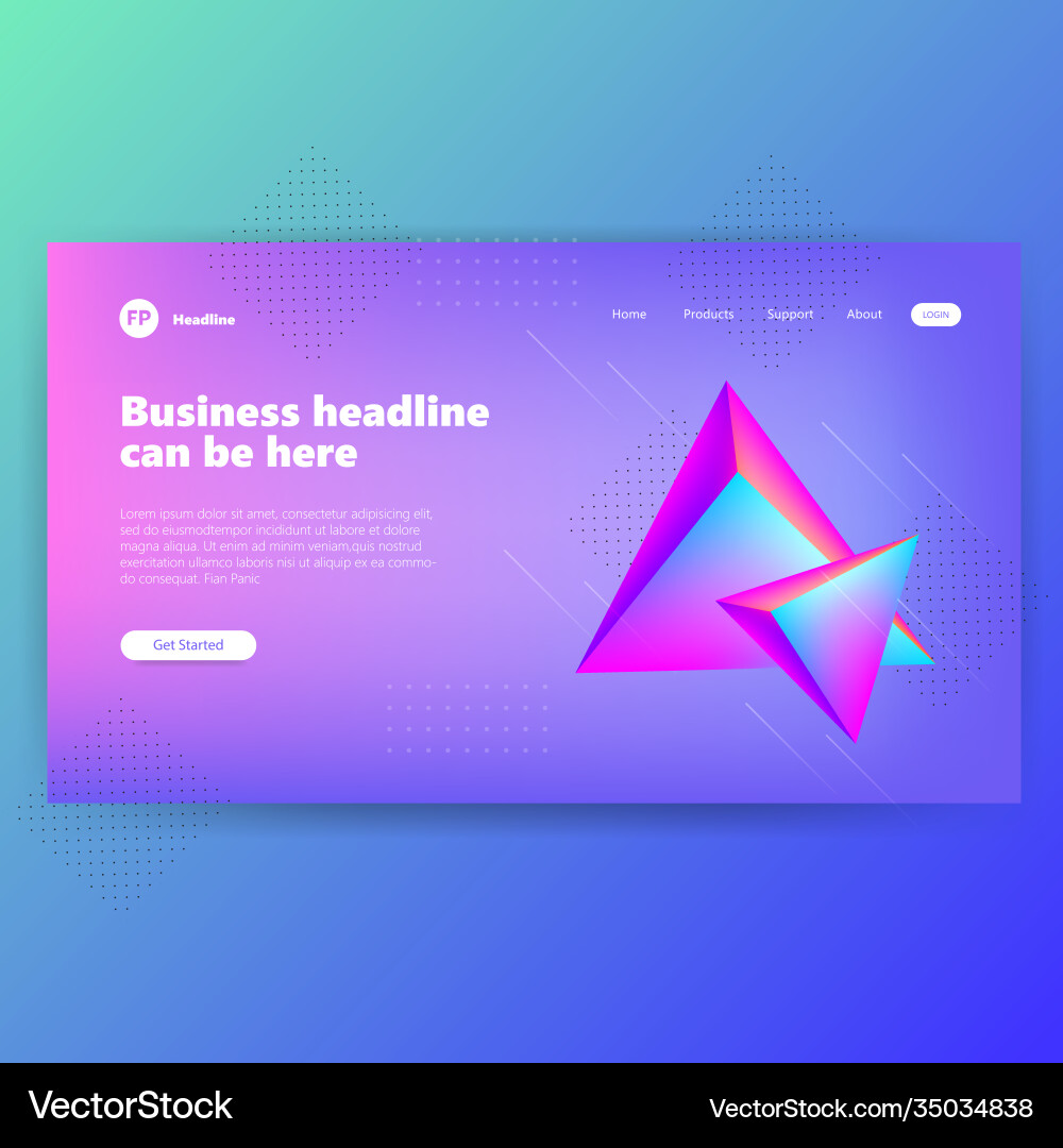 Landing page template with gradient modern webpage vector image