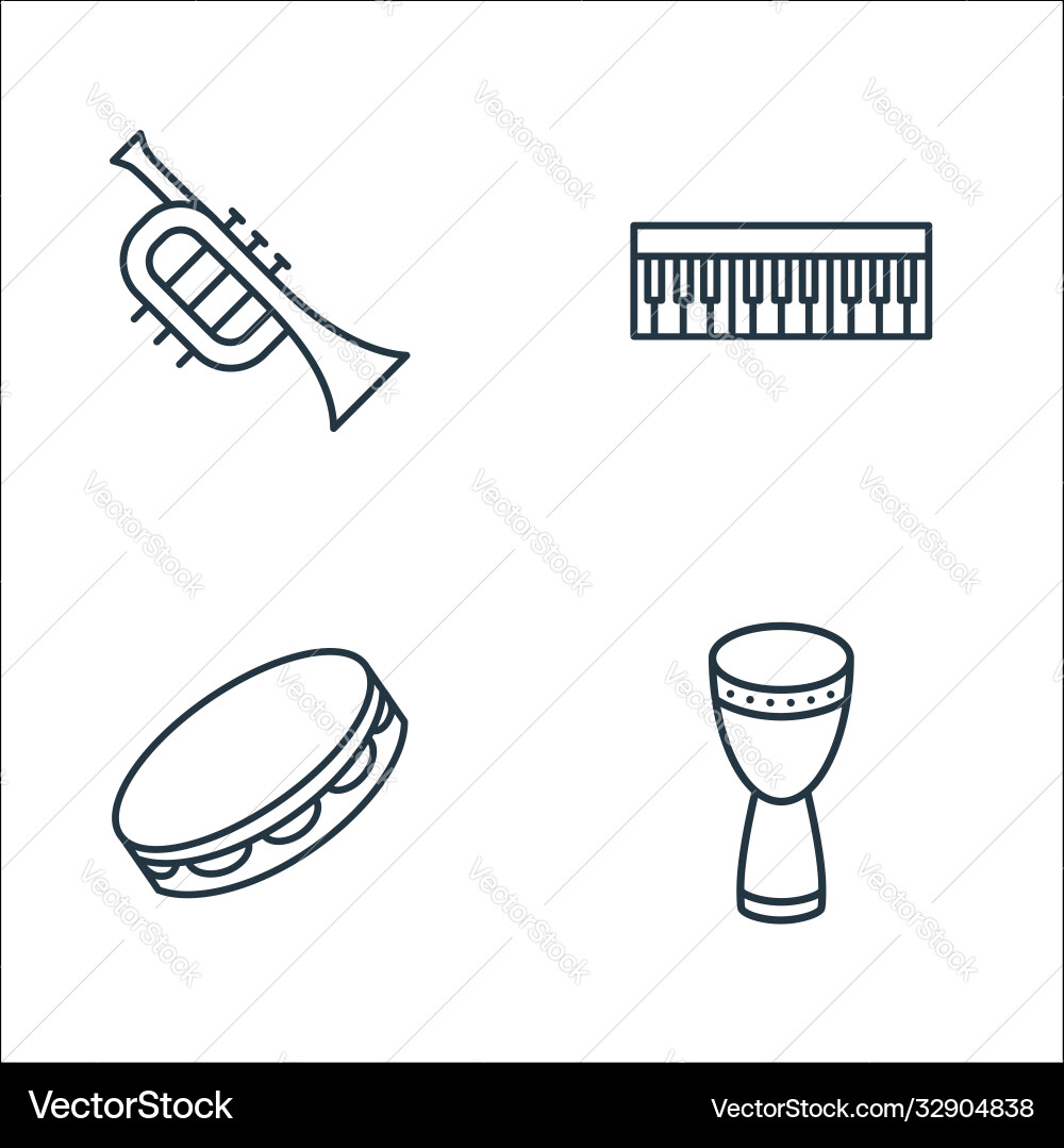 Music instruments line icons linear set quality Music instruments line icons linear set quality vector image