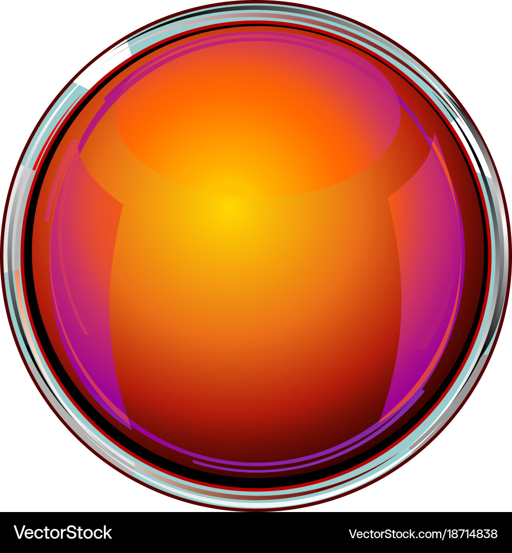 Red shiny button with metallic elements design Vector Image