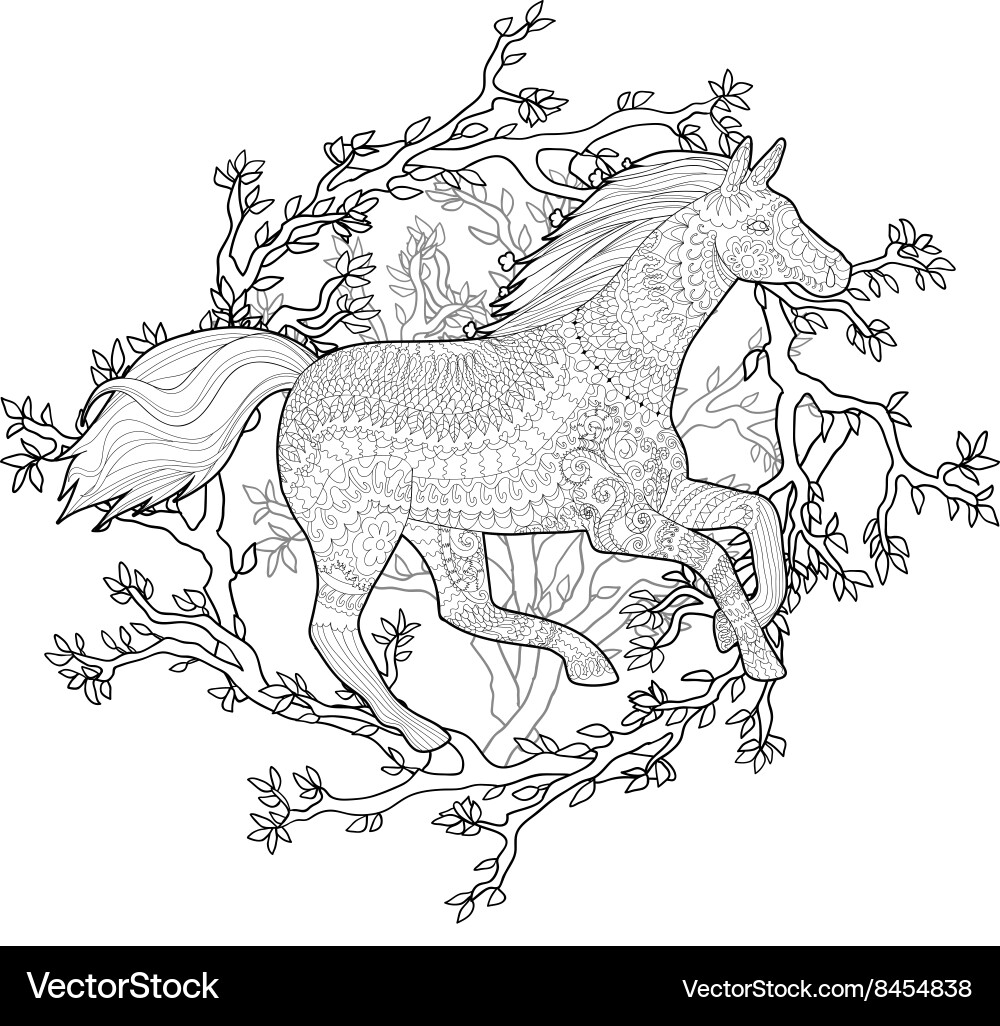 Running horse in entangle style vector image