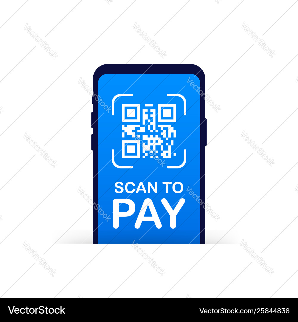 Scan to pay smartphone qr code on paper Scan to pay smartphone qr code on paper vector image