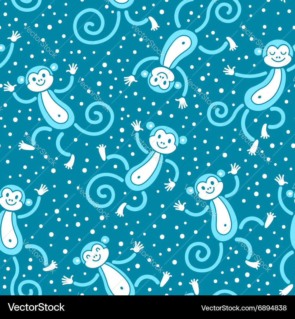 Seamless pattern with monkeys playing in snow Vector Image