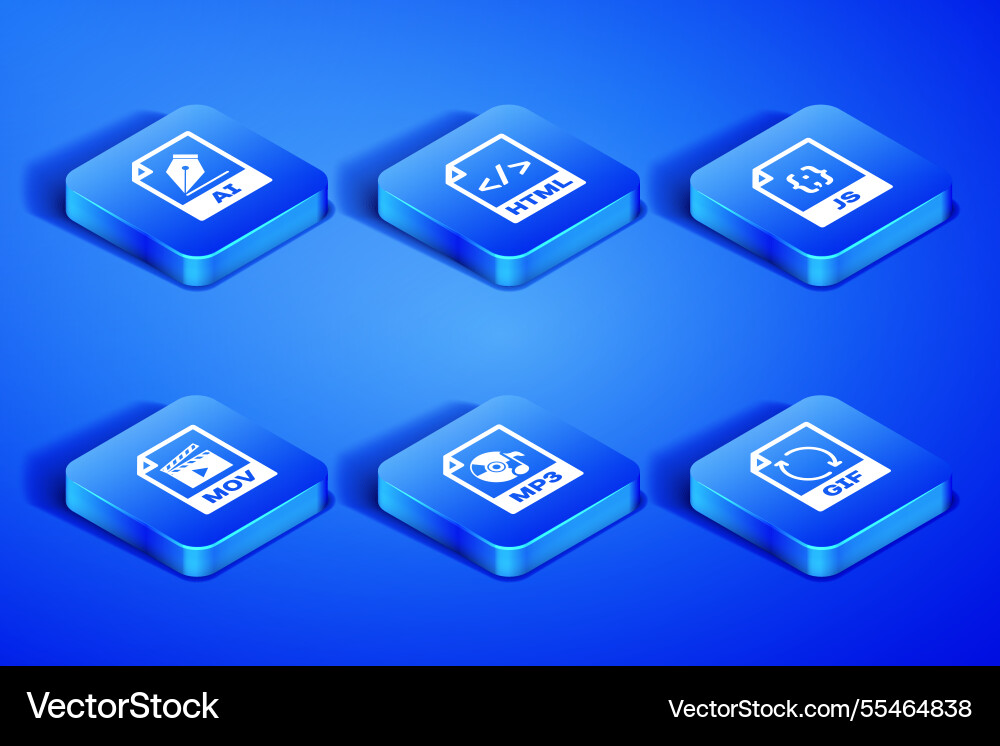 Set gif file document ai mp3 mov html and js icon Set gif file document ai mp3 mov html and js icon vector image