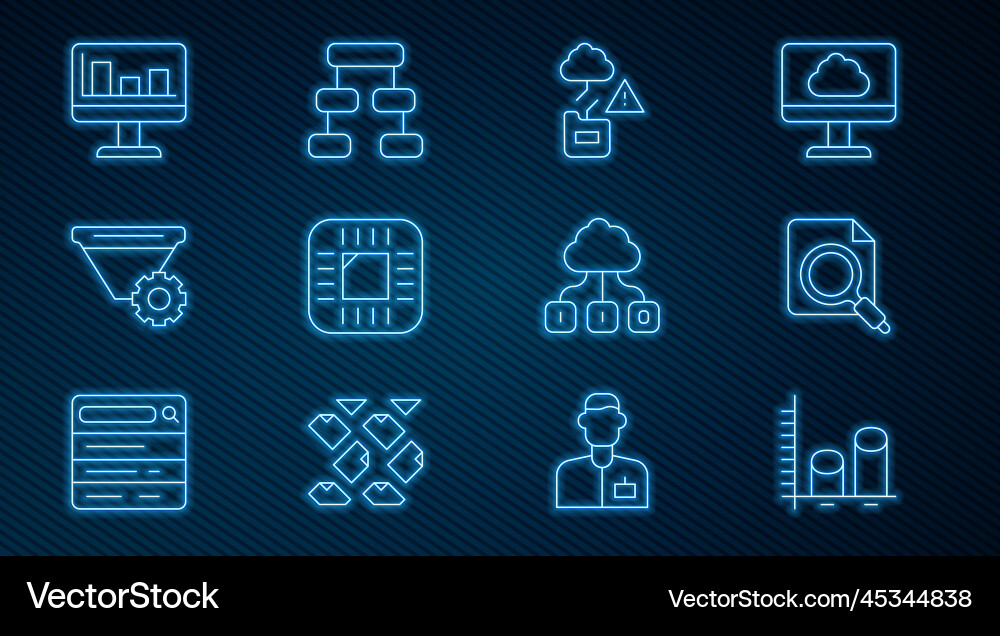 Set line data analysis search concept with folder Vector Image