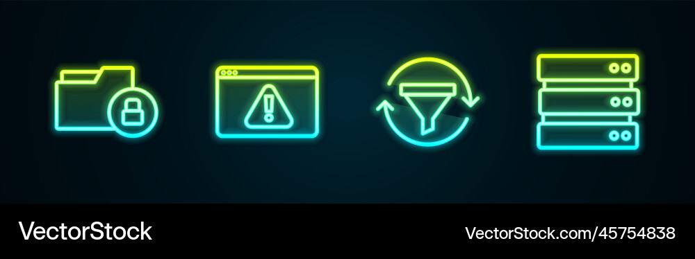 Set line folder and lock browser with exclamation Set line folder and lock browser with exclamation vector image