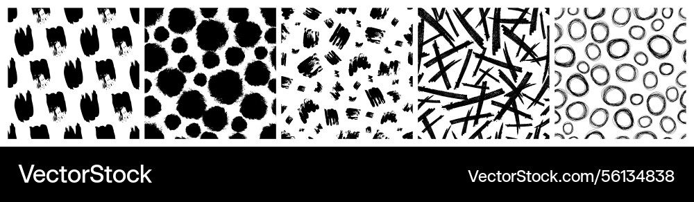 Set of seamless patterns with scribble smears Set of seamless patterns with scribble smears vector image