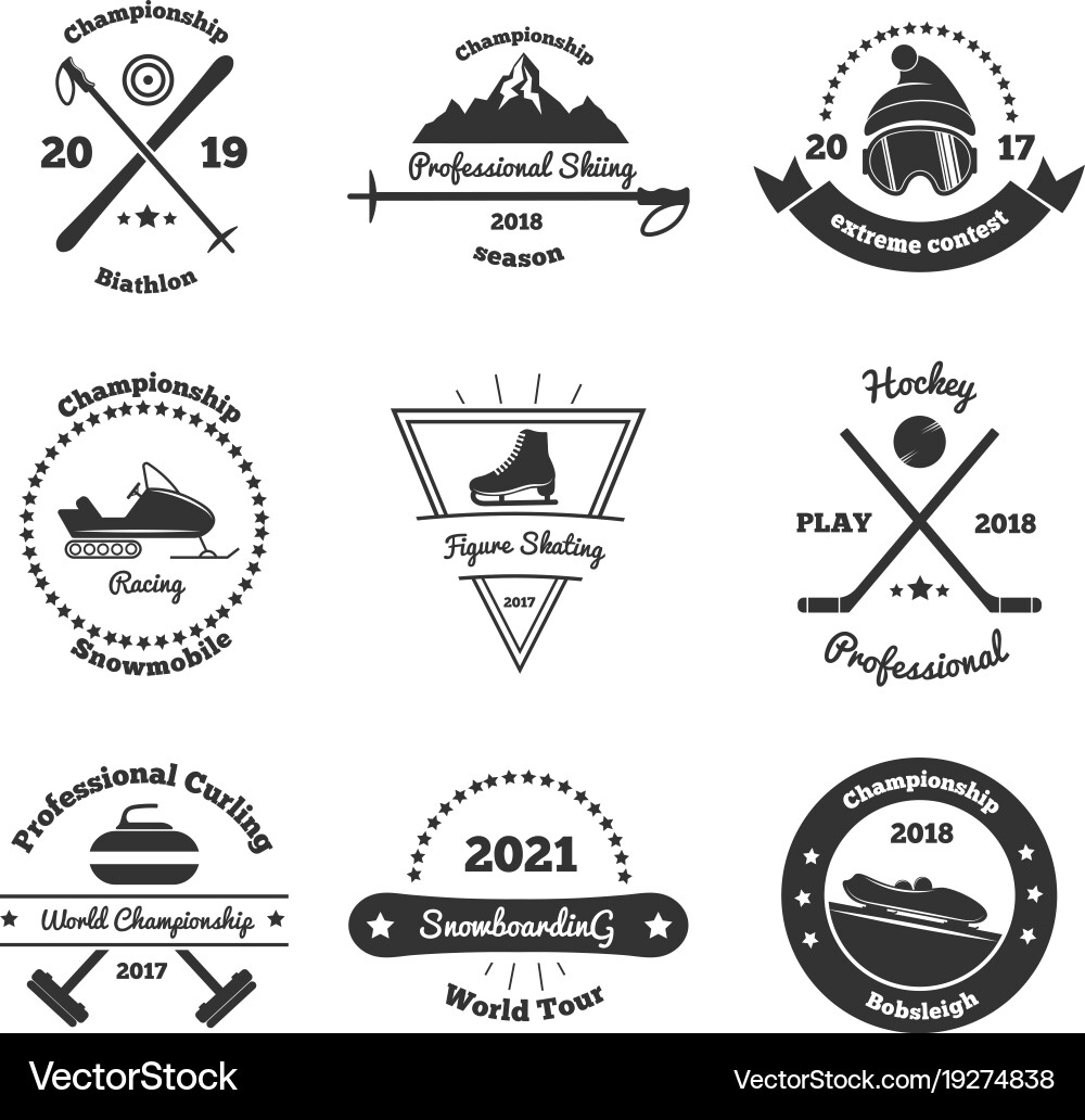 Winter Sports Emblems Vector Image