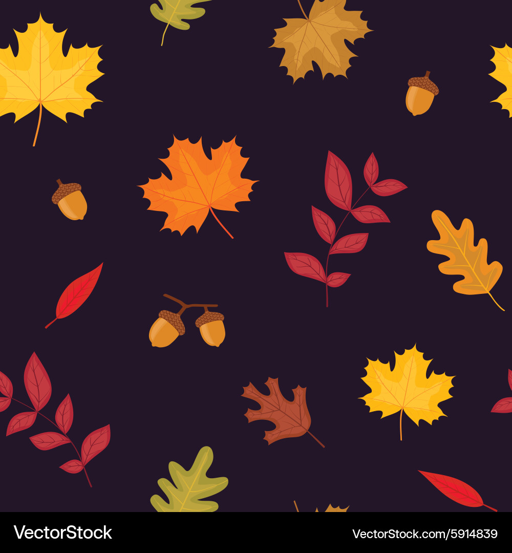 Autumn Leaves Seamless Pattern vector image
