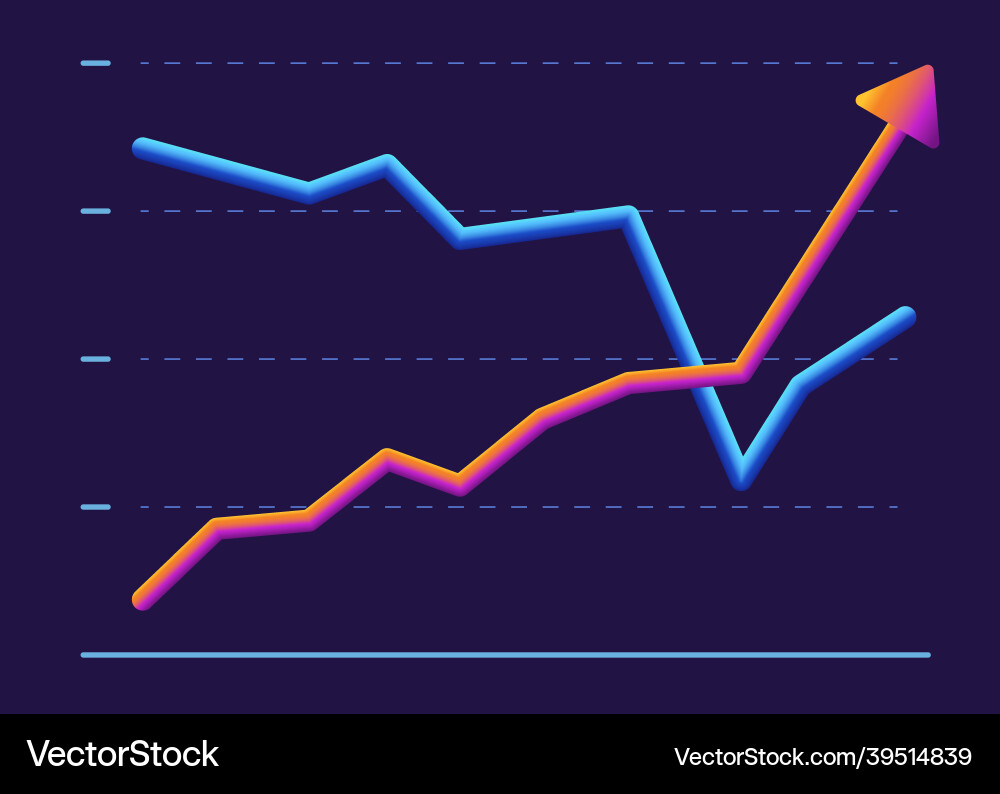 Business graph with two line moving up and down vector image