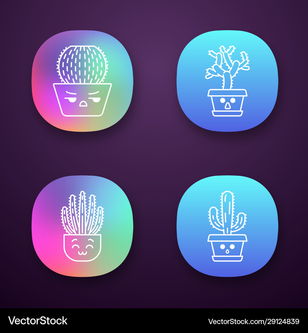 Cactuses app icons set Cactuses app icons set vector image
