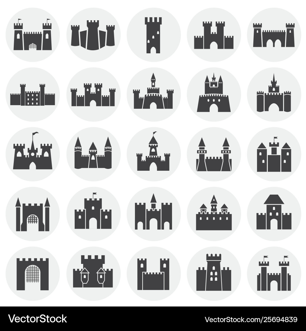 Castle icons set on background for graphic and web Castle icons set on background for graphic and web Vector Image