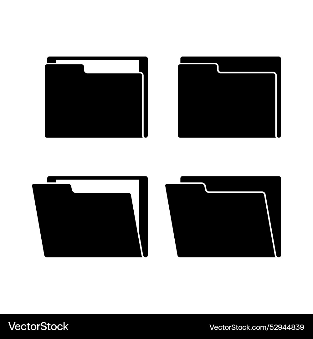 File folder set symbol of office document opened vector image