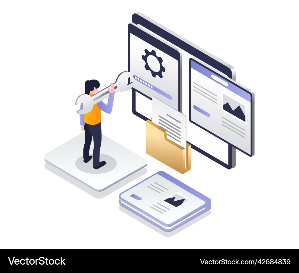 Flat isometric concept install plugins Flat isometric concept install plugins vector image
