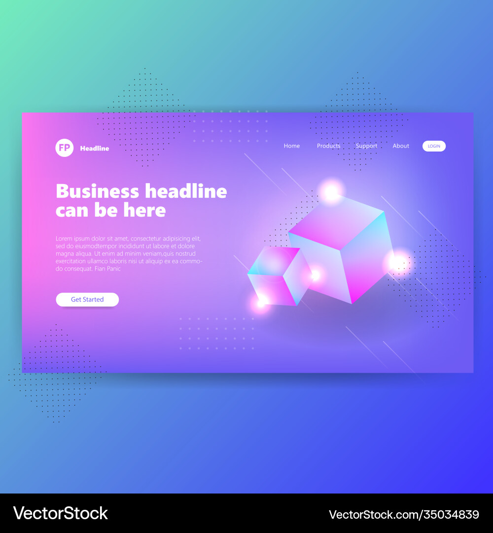 Landing page template with gradient modern webpage vector image