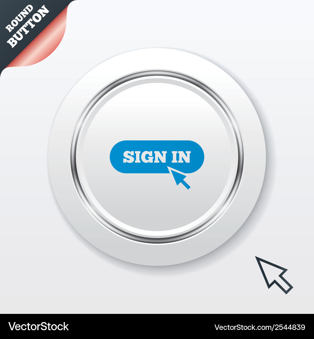 Melden Sie sich mit Cursor Pointer Symbol Login Symbol Vektorbild