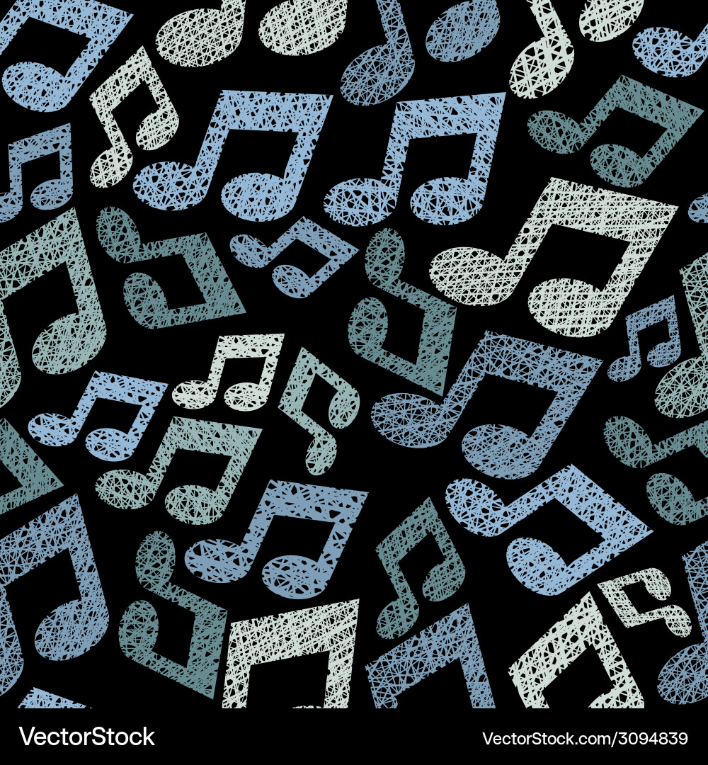 Music theme seamless pattern with notes repeating vector image