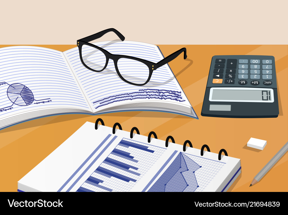 Notebook and calculator set Notebook and calculator set vector image