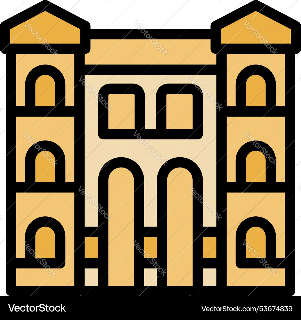 Old building with arches and windows representing Old building with arches and windows representing Vector Image