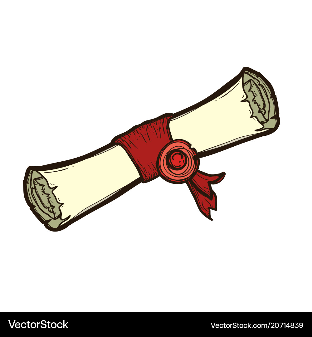 Old scroll paper with a wax seal isolated Old scroll paper with a wax seal isolated Vector Image