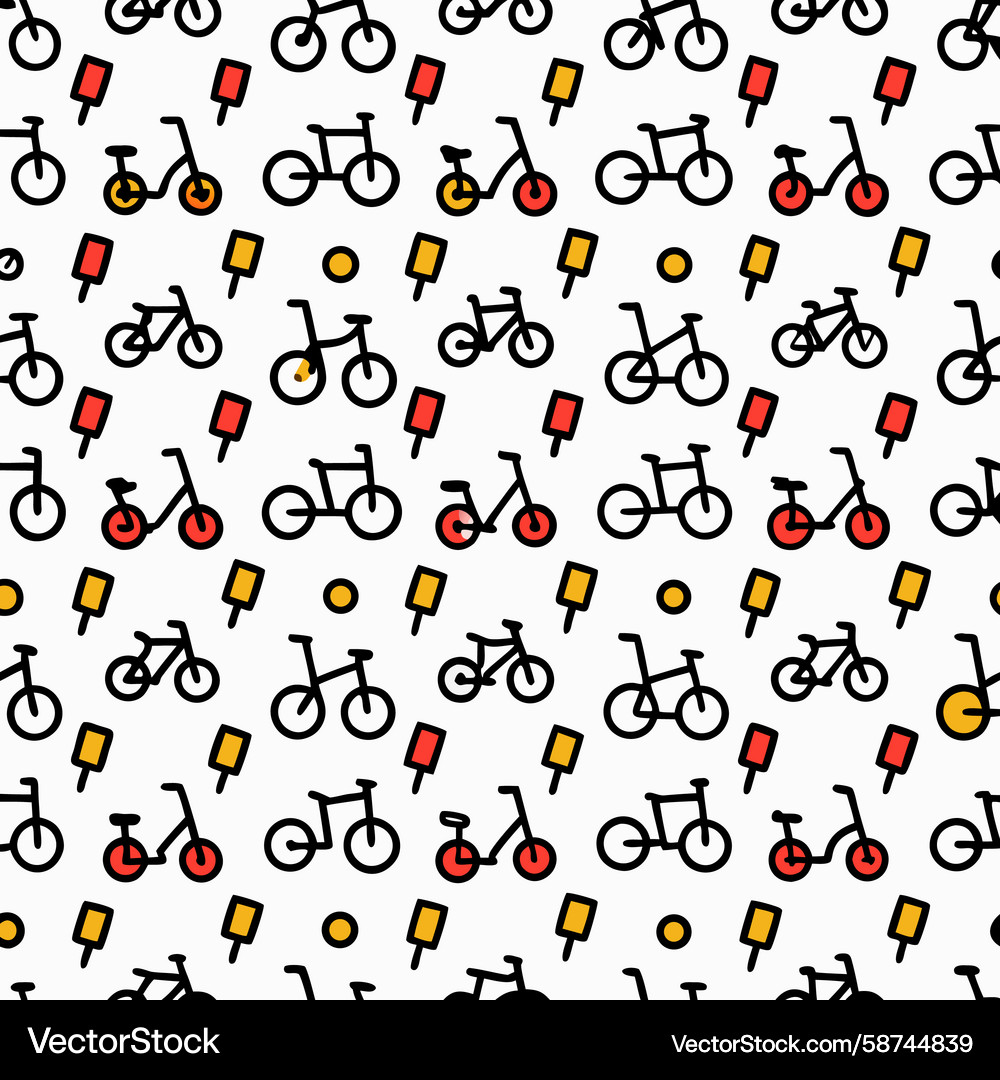 Seamless pattern with bikes popsicles and dots Seamless pattern with bikes popsicles and dots Vector Image