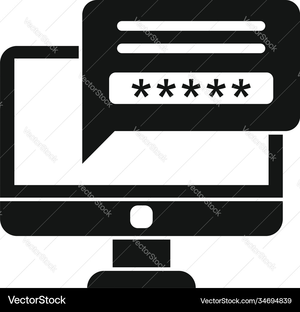 Secured computer password icon simple style Secured computer password icon simple style vector image