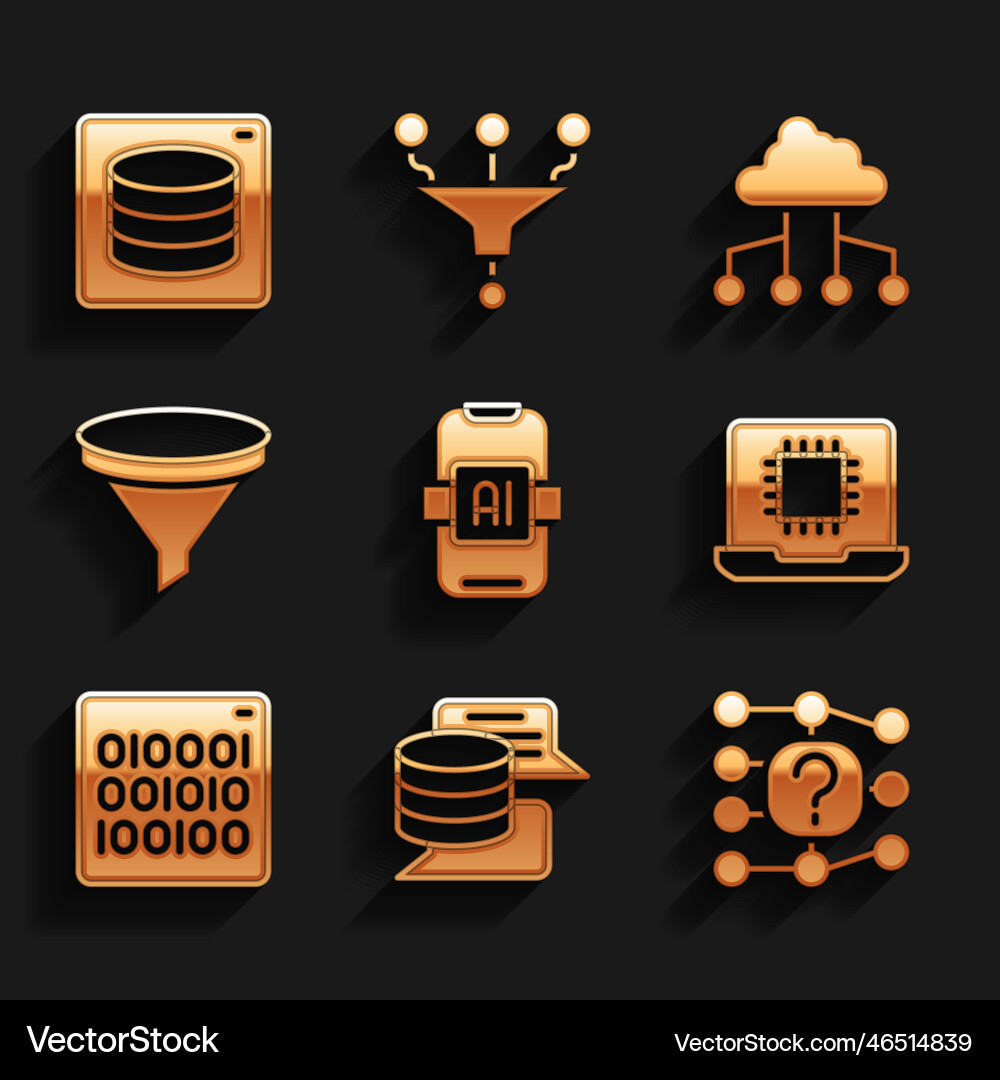 Set artificial intelligence ai server data Set artificial intelligence ai server data Vector Image