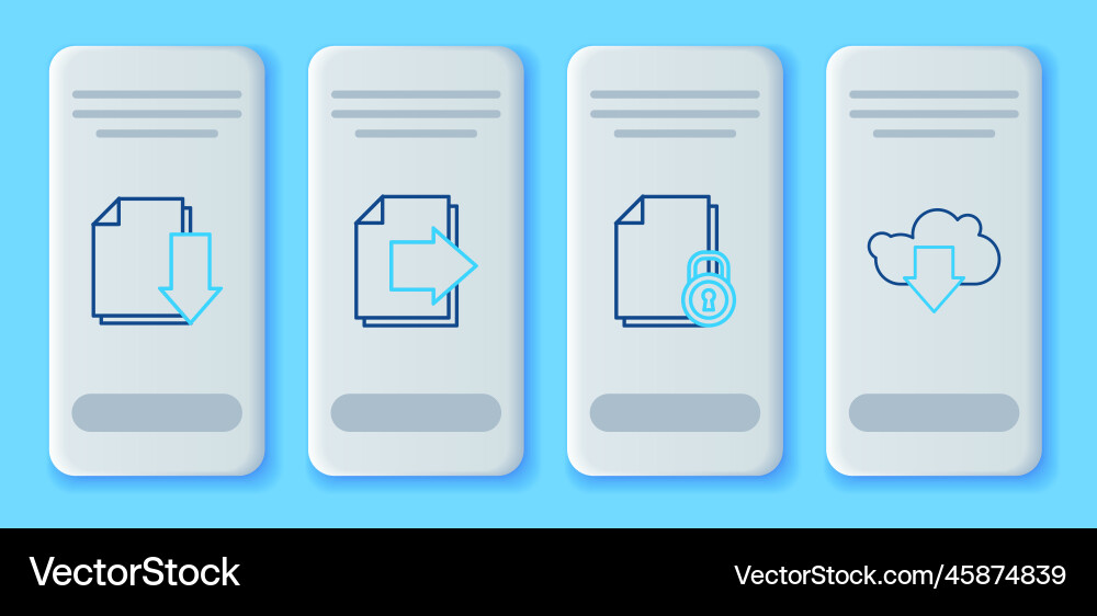 Set line next page arrow document and lock Vector Image