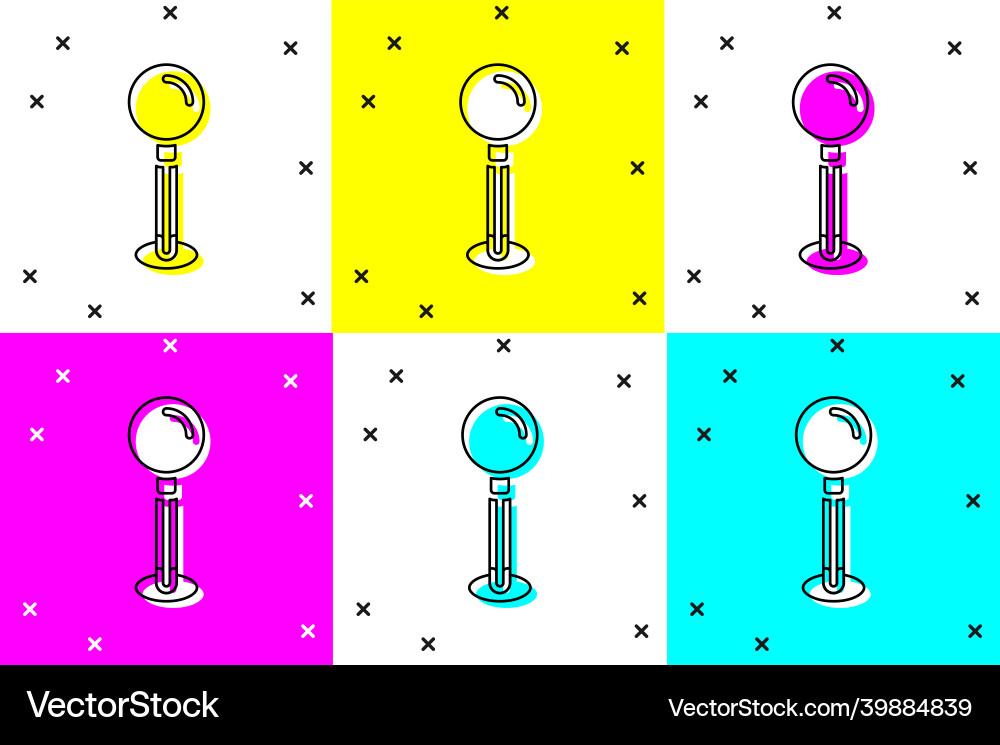 Set push pin icon isolated on color background vector image