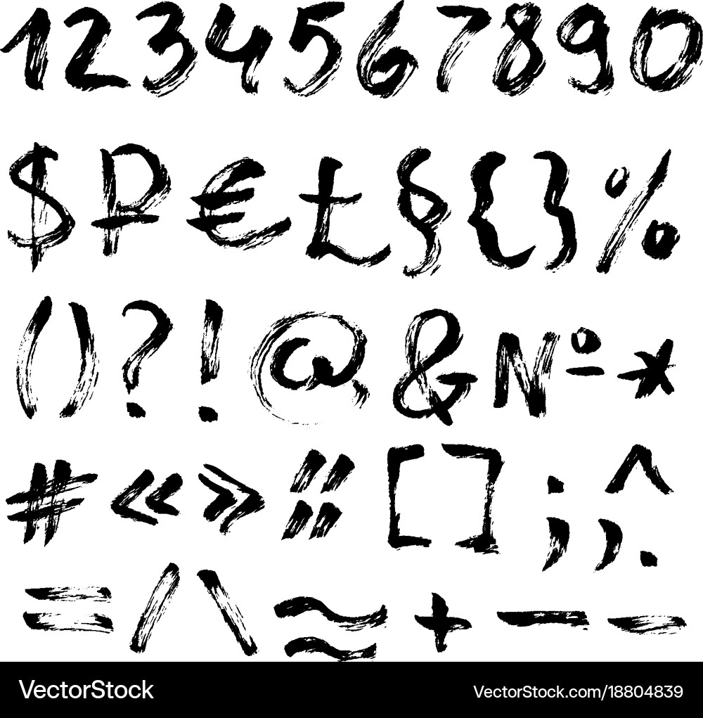 Typographic characters and symbols in calligraphy Vector Image