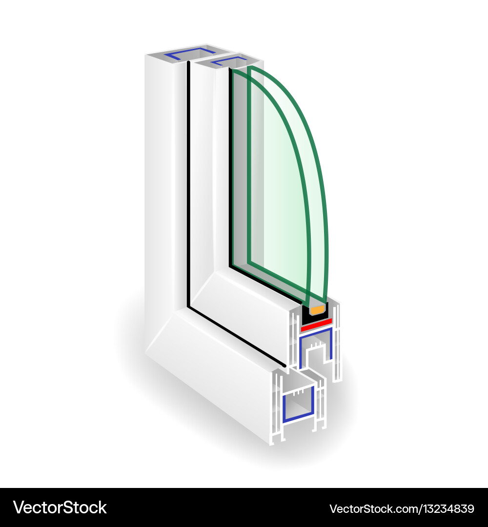 Window frame structure two transparent glass Vector Image