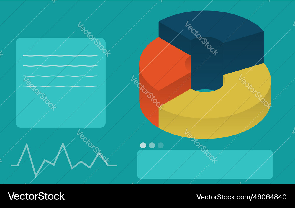3d pie chart for data analysis isometric Vector Image